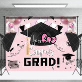 Aperturee - Bachelors Cap Balloon Flag Pink Graduation Backdrop